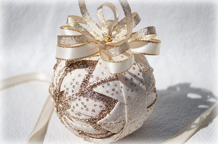 Blue Snow Crystals Quilted Ornament
