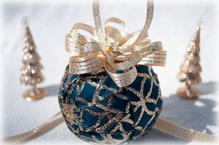 Blue Snow Crystals Quilted Ornament