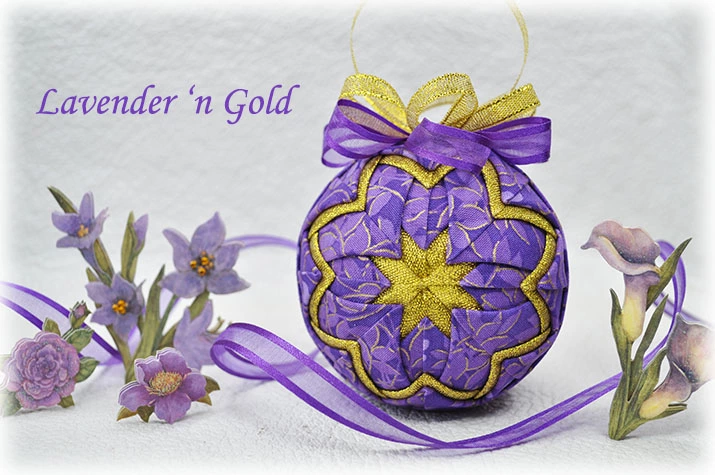 Lavender 'n Gold Quilted Ornament